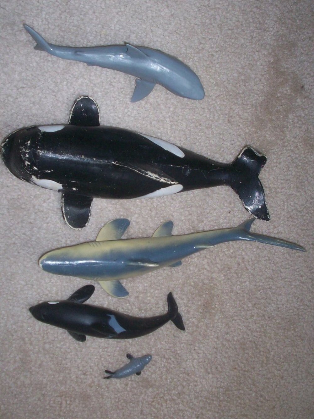Lot of 4 Large Ocean Creature - 2 Whales & 2 Sharks, Safari LTD, 1989 Imperial+